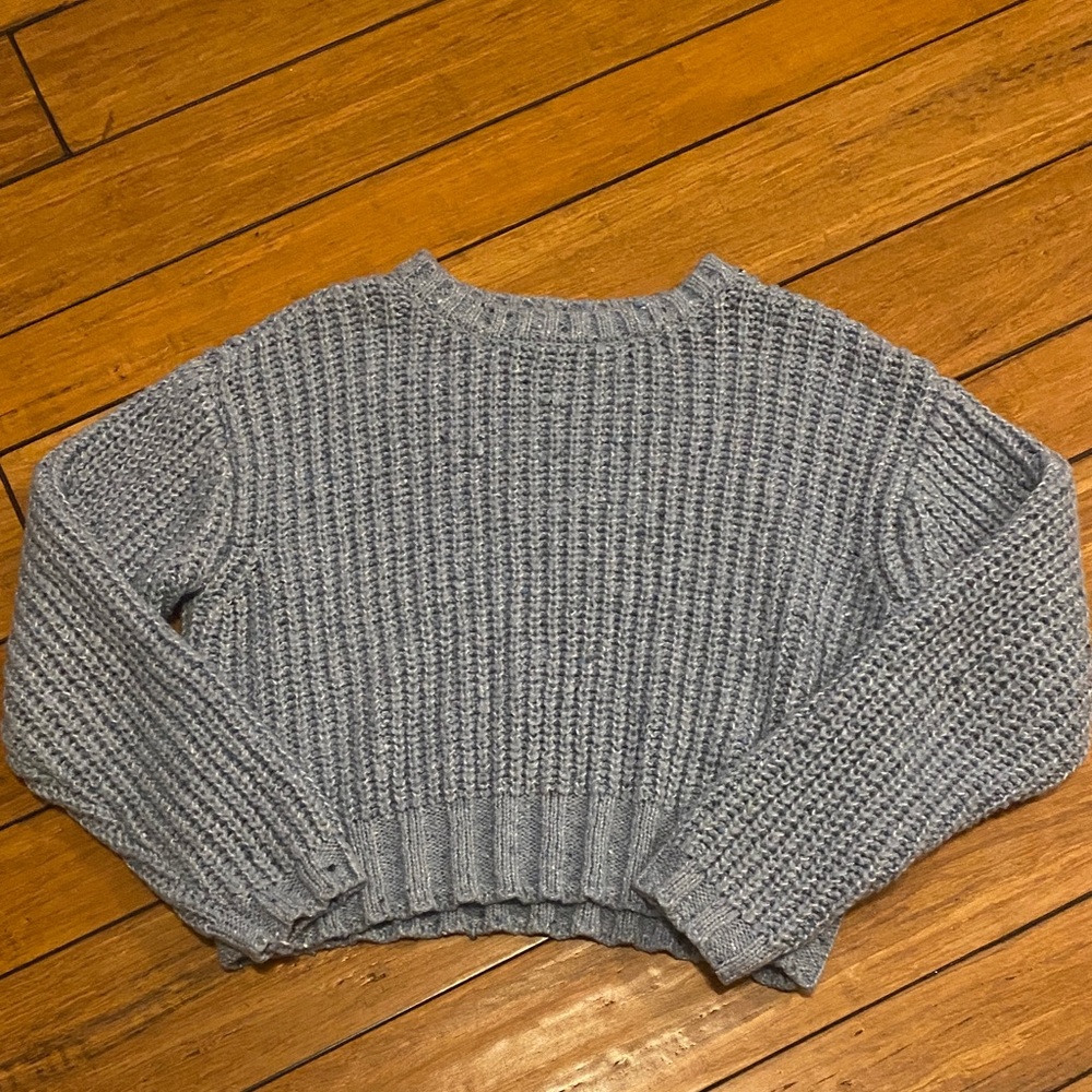 a.n.a Women's Long Sleeve Blue Knit Top